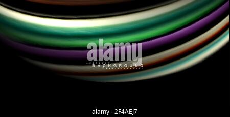Lignes ondulées multicolores sur fond noir. Lignes d'ondes multicolores sur fond noir Illustration de Vecteur