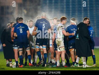 RDS Arena, Dublin, Leinster, Irlande. 19 mars 2021. Guinness Pro 14 Rugby, Leinster versus Ospreys; les équipes se secouent la main à plein temps siffler 19 - 24 Credit: Action plus Sports/Alay Live News Banque D'Images