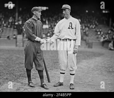 Johnny Evers, Boston NL & Eddie Plank, Philadelphie al CA. 1914 Banque D'Images