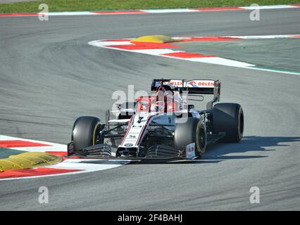 Kimi Raikkonen avec Alfa Romeo Racing dans les sessions d'entraînement à Le circuit Barcelone-Catalogne Banque D'Images