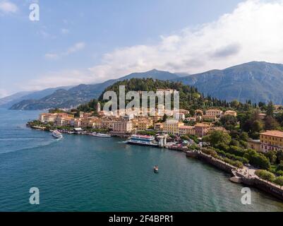 Vue aérienne de Bellagio, Lac de Côme, Italie Banque D'Images