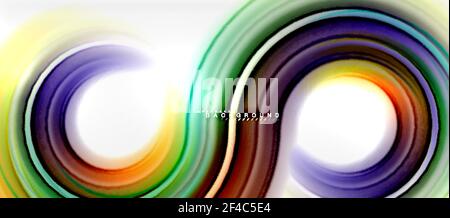 Arrière-plan abstrait ligne de couleur fluide Rainbow - tourbillon et cercles, design de couleurs liquides torsadés, toile de fond de texture ondulée en marbre coloré ou en plastique, modèle multicolore pour présentation d'affaires ou de technologie ou présentation de brochure web, papier peint. Arrière-plan abstrait ligne de couleur fluide Rainbow - tourbillon et cercles, design de couleurs liquides torsadés, toile de fond de texture ondulée en marbre coloré ou en plastique, modèle multicolore pour présentation d'affaires ou de technologie ou présentation de brochure web, papier peint. Illustration vectorielle Illustration de Vecteur