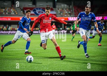 Silkeborg, Danemark. 19 mars 2021. Nicklas Helenius (19) de Silkeborg SI vu pendant le match de NordicBet Liga entre Silkeborg IF et Fremad Amager au parc JYSK à Silkeborg. (Crédit photo : Gonzales photo/Alamy Live News Banque D'Images