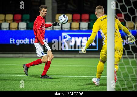 Silkeborg, Danemark. 19 mars 2021. Nicklas Helenius (19) de Silkeborg SI vu pendant le match de NordicBet Liga entre Silkeborg IF et Fremad Amager au parc JYSK à Silkeborg. (Crédit photo : Gonzales photo/Alamy Live News Banque D'Images