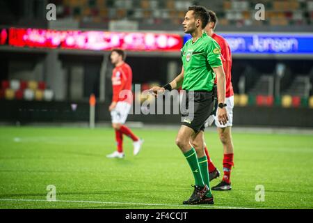 Silkeborg, Danemark. 19 mars 2021. Arbitre Patrick Remon Gammelholm vu lors du match de NordicBet Liga entre Silkeborg IF et Fremad Amager au parc JYSK à Silkeborg. (Crédit photo : Gonzales photo/Alamy Live News Banque D'Images