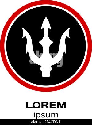 Illustration vectorielle d'un logo trident dans un cercle noir avec un cercle rouge sur un site web de fond blanc elément de conception Illustration de Vecteur