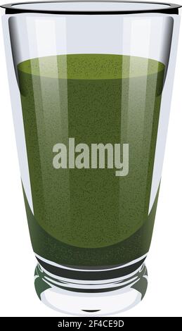 Représentation vectorielle réaliste d'une tasse en verre avec smoothies verts. Une saine alimentation. Petit déjeuner végétalien. Alimentation végétarienne équilibrée. Illustration de la nourriture naturelle. Illustration de Vecteur