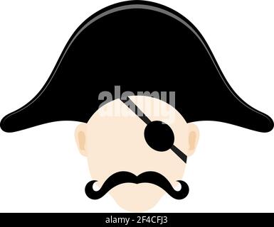 Illustration vectorielle d'une tête de pirate un chapeau coké avec une zone oculaire et une moustache. Icônes vectorielles pour la conception de sites Web. Illustration du stock Illustration de Vecteur