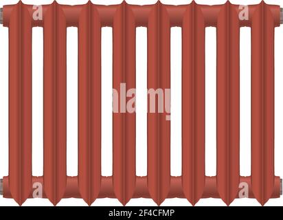 Illustration vectorielle d'un radiateur de chaleur en fonte d'époque rouge sur fond blanc. Élément chauffant domestique. Elément de construction de maison de chose abstraite Illustration de Vecteur