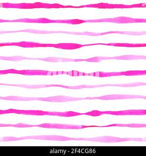 Rayé rose avec motif transparent aquarelle lignes ondulées. Hand drawn vector background Illustration de Vecteur