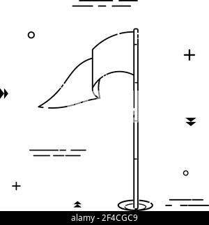 Icône linéaire noire d'un drapeau de terrain de golf sur fond blanc. Illustration vectorielle Illustration de Vecteur