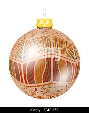 Décoration de Noël à motif vectoriel de formes tribales. Élément de cercle d'origine. Illustration de couleur décorative simple pour l'impression. Boule de Noël à motif tribal Illustration de Vecteur