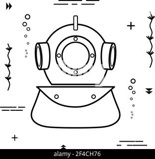 Icône simple de casque de plongée noir sur fond blanc. Illustration vectorielle Illustration de Vecteur