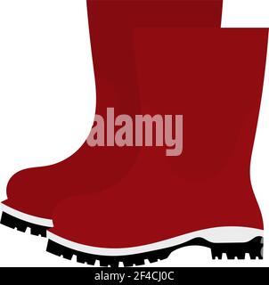 Illustration vectorielle de bottes en caoutchouc rouge abstraites sur fond blanc. Chaussures d'automne sur fond blanc. Objet isolé Illustration de Vecteur