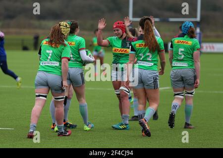 Bristol, Royaume-Uni. 20 mars 2021. Harlequins fêtent le match de l'Allianz Premier 2015 entre Bristol Bears Women et Harlequins Women au stade Silverlake à Eastleigh, Angleterre crédit : SPP Sport Press photo. /Alamy Live News Banque D'Images