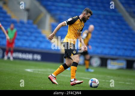 Cardiff, Royaume-Uni. 20 mars 2021. Joe Ledley de Newport County in action.EFL football League Two Match, Newport County v Leyton Orient au stade de Cardiff City à Cardiff, pays de Galles, le samedi 20 mars 2021. Cette image ne peut être utilisée qu'à des fins éditoriales. Utilisation éditoriale uniquement, licence requise pour une utilisation commerciale. Aucune utilisation dans les Paris, les jeux ou les publications d'un seul club/ligue/joueur. photo par Andrew Orchard/Alay Live News Banque D'Images