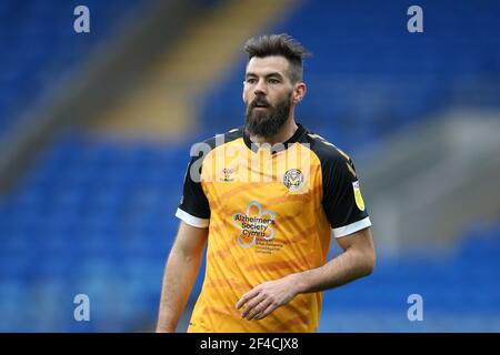 Cardiff, Royaume-Uni. 20 mars 2021. Joe Ledley, du comté de Newport, regarde. EFL football League Two Match, Newport County v Leyton Orient au stade de Cardiff, pays de Galles, le samedi 20 mars 2021. Cette image ne peut être utilisée qu'à des fins éditoriales. Utilisation éditoriale uniquement, licence requise pour une utilisation commerciale. Aucune utilisation dans les Paris, les jeux ou les publications d'un seul club/ligue/joueur. photo par Andrew Orchard/Alay Live News Banque D'Images