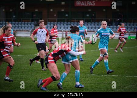 Gloucester, Royaume-Uni. 20 mars 2021. Caity Mattinson (#9 Worcester Warriors) en action lors du match Allianz Premier 15s entre Gloucester-Hartpury et Worcester Warriors à l'Alpas Arena de Gloucester, en Angleterre. Crédit: SPP Sport presse photo. /Alamy Live News Banque D'Images