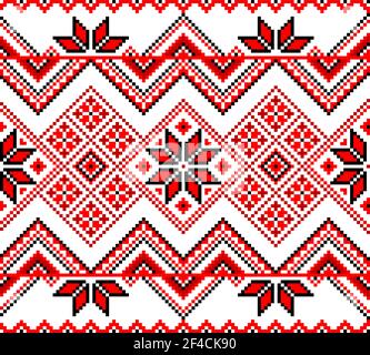 Décoration traditionnelle ukrainienne sans ornement rouge sur un fond blanc. Vector illustration Illustration de Vecteur