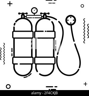 Icône de plongée linéaire noire simple sur fond blanc. Symbole de la plongée et des vacances d'été. Illustration vectorielle Illustration de Vecteur