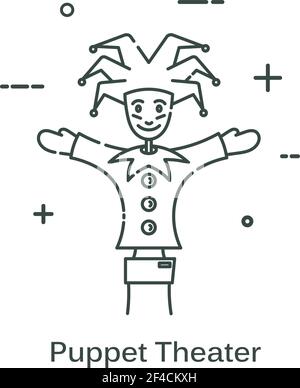 Poupée-jester dans un style linéaire. Icône de ligne isolée sur fond blanc. Illustration vectorielle. Illustration de Vecteur