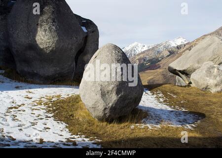 Région de Canterbury, Nouvelle-Zélande. Rochers de calcaire à Castle Hill Banque D'Images