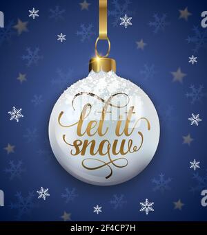 Noël et nouvel an vacances d'arrière-plan avec la décoration et texte. Vive la neige lettrage. Vector illustration. Illustration de Vecteur