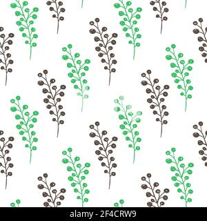 Motif fleuri vert printemps dessiné à la main avec fleurs. Arrière-plan vectoriel décoratif Illustration de Vecteur