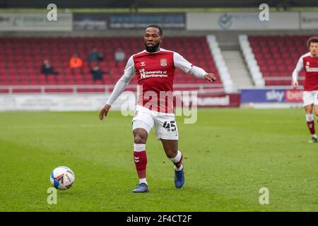 NORTHAMPTON, ANGLETERRE. 20 MARS : Mark Marshall de la ville de Northampton lors de la première moitié de la Sky Bet League un match entre Northampton Town et Crewe Alexandra au PTS Academy Stadium, Northampton le samedi 20 mars 2021. (Credit: John Cripps | MI News) Credit: MI News & Sport /Alay Live News Banque D'Images