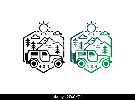 Vert noir offroad art ligne de voiture dessin dessin illustration design Illustration de Vecteur