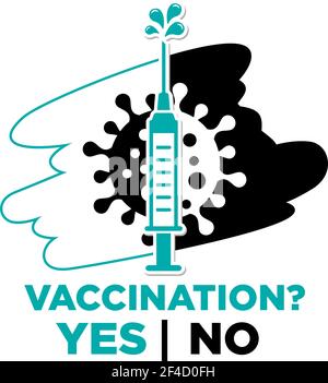 Seringue avec signe de flacon de vaccin. Inscription 'vaccination Oui ou non'. La question sociale de la vaccination, qu'elle le fasse ou non. Vecteur sur transparence Illustration de Vecteur