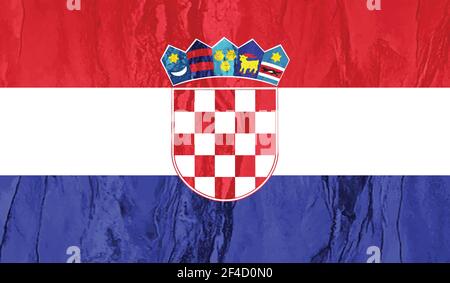 Drapeau de Croatie avec texture grunge ondulée. Arrière-plan vectoriel. Illustration de Vecteur