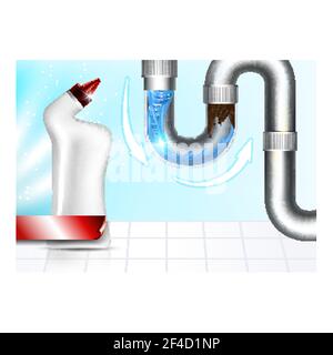 Illustration du vecteur de l'affiche promotionnelle créative du nettoyant pour drains Illustration de Vecteur