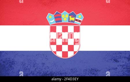 Drapeau de Croatie avec texture grunge ondulée. Arrière-plan vectoriel. Illustration de Vecteur