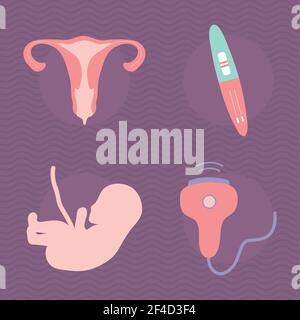 quatre icônes de grossesse Illustration de Vecteur