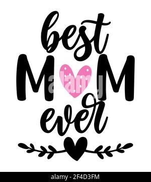 Meilleure maman à ce jour - lettres de fête des mères heureux. Illustration vectorielle de calligraphie faite à la main. Carte de fête des mères avec couronne. Idéal pour les t-shirts, les tasses et les rebuts Illustration de Vecteur