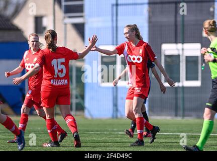 Sint Andries, Belgique. 20 mars 2021. Lisa Petry (21) de Standard en photo célébrant après avoir marquant un but lors d'un match de football féminin entre le Club Brugge Dames YLA et la Standard Femina de Liège le 17 ème jour de match de la saison 2020 - 2021 de la Super League belge Scooore Womens, samedi 20 mars 2021 à Bruges, Belgique . PHOTO SPORTPIX.BE | SPP | DAVID CATRY Credit: SPP Sport Press photo. /Alamy Live News Banque D'Images