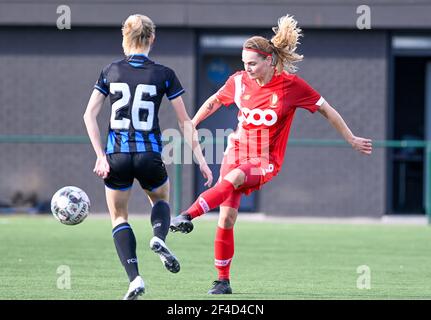 Sint Andries, Belgique. 20 mars 2021. Sylke Calleeuw (9) de Standard photographié lors d'un match de football féminin entre le Club Brugge Dames YLA et la Standard Femina de Liège le 17 ème jour de match de la saison 2020 - 2021 de la Super League belge Scooore Womens, samedi 20 mars 2021 à Bruges, Belgique . PHOTO SPORTPIX.BE | SPP | DAVID CATRY Credit: SPP Sport Press photo. /Alamy Live News Banque D'Images