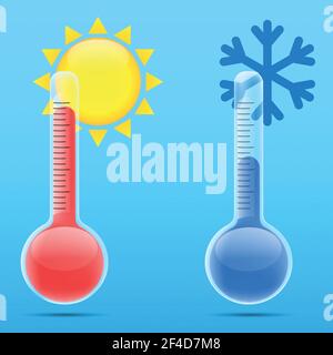Thermomètres à dessin vectoriel. Instruments de mesure de la température de l'air Illustration de Vecteur