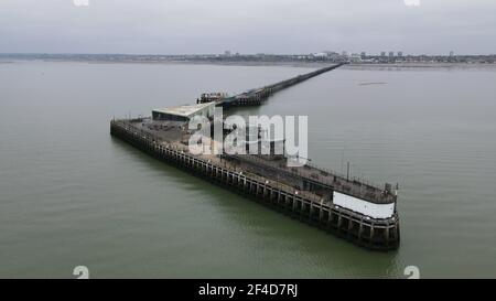 Southend-on-Sea, Essex, tête de jetée aérienne Banque D'Images