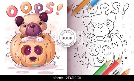 Chien en pamkine - livre de coloriage pour les enfants et les enfants Illustration de Vecteur