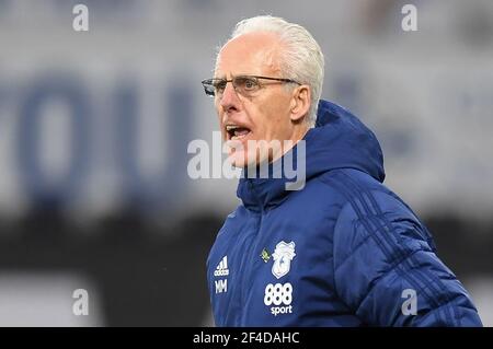 Swansea, Royaume-Uni. 20 mars 2021. Mick McCarthy Manager de Cardiff City pendant le match à Swansea, Royaume-Uni le 3/20/2021. (Photo par Mike Jones/News Images/Sipa USA) crédit: SIPA USA/Alay Live News Banque D'Images