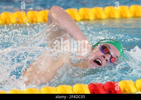 Léon Marchand des dauphins Toulouse OEC, série 400 m hommes médley pendant le FFN Golden Tour Camille Muffat 2021, natation sélections olympiques et européennes le 20 mars 2021 au cercle des ingénieurs de Marseille à Marseille, France - photo Laurent Lairys / DPPI Banque D'Images