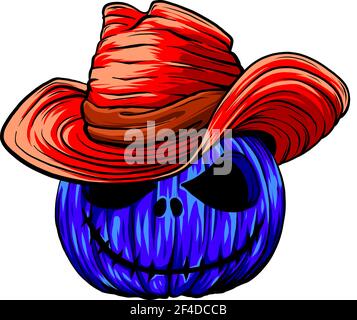 citrouille bleue avec illustration vectorielle red hat Illustration de Vecteur