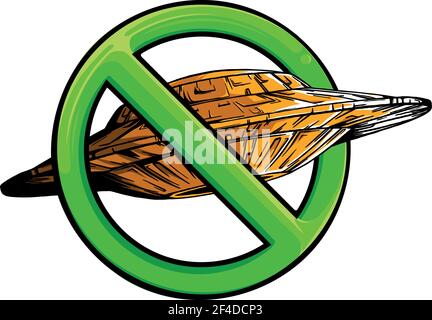 ovni avec symbole de l'illustration du vecteur d'interdiction Illustration de Vecteur