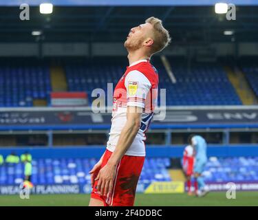 Birmingham, Royaume-Uni. 20 mars 2021. Alex Samuel #25 de Wycombe Wanderers montre sa déception lors du match contre Coventry City à Birmingham, Royaume-Uni le 3/20/2021. (Photo de Simon Bissett/News Images/Sipa USA) crédit: SIPA USA/Alay Live News Banque D'Images