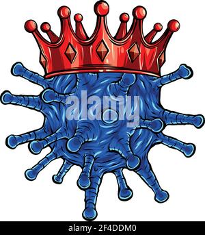 Coronavirus dans un style de dessin animé avec couronne Illustration de Vecteur