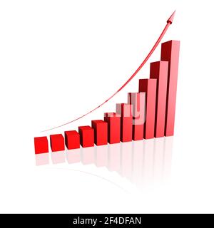Diagramme de réussite des diagrammes de croissance 3d de couleur rouge dégradé sur un blanc arrière-plan Banque D'Images