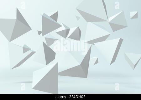 Pyramide abstraite sur fond bleu. illustration 3d Banque D'Images