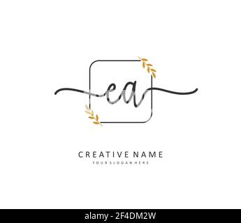 E A EA lettre initiale écriture manuscrite et logo de signature. Un concept d'écriture manuscrite logo initial avec élément de modèle. Illustration de Vecteur